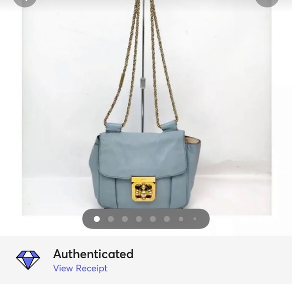 Chloe Mini-Elsie Bag in Light Blue with Turn Lock Clasp Crossbody Shoulder Purse - Picture 12 of 12